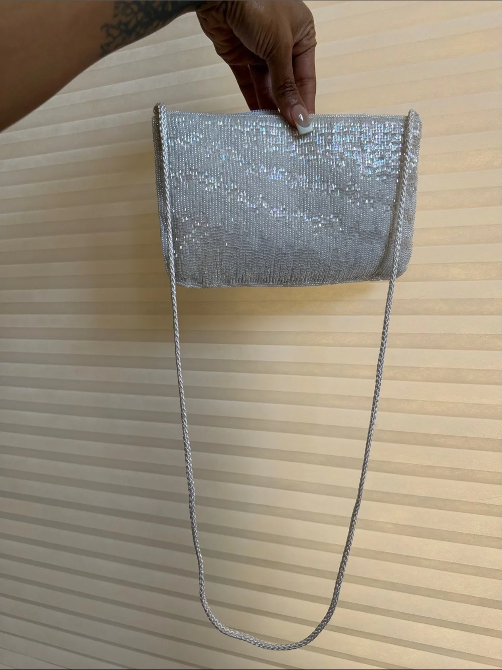 Carla Marchi Hand-Beaded White Evening Bag